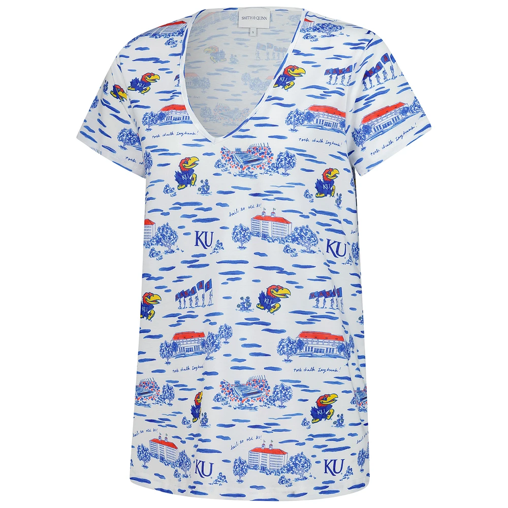 Women's Smith & Quinn White Kansas Jayhawks Blake V-Neck T-Shirt