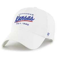 Casquette réglable '47 blanche Kansas Jayhawks Sidney Clean Up pour femmes