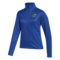 Women's adidas Royal Kansas Jayhawks 2023 Sideline AEROREADY Raglan Half-Zip Top