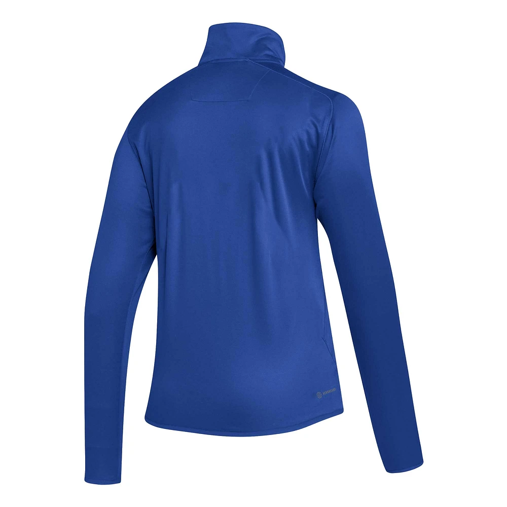 Haut à demi-zip raglan adidas Royal Kansas Jayhawks 2023 Sideline AEROREADY pour femme