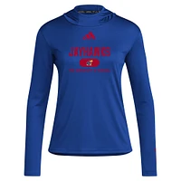 T-shirt à capuche manches longues adidas Royal Kansas Jayhawks pour femme