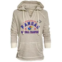 Bleu 84 crème / gris Kansas Jayhawks 2022 NCAA Champions nationaux de basket-ball masculin French Terry Sweat à capuche encolure en V