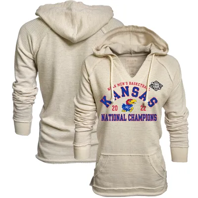 Kansas Jayhawks Blue 84 Women's 2022 NCAA Men's Basketball National Champions French Terry Pullover Hoodie - Cream