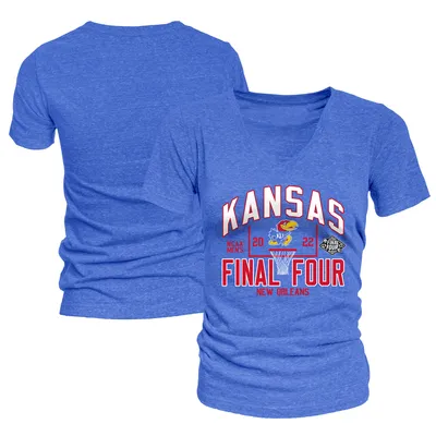 Kansas Jayhawks Blue 84 Women's 2022 NCAA Men's Basketball Tournament March Madness Final Four V-Neck T-Shirt - Heathered Royal