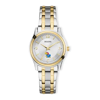 Kansas Jayhawks Bulova Women's Classic Two-Tone Round Watch - Silver/Gold