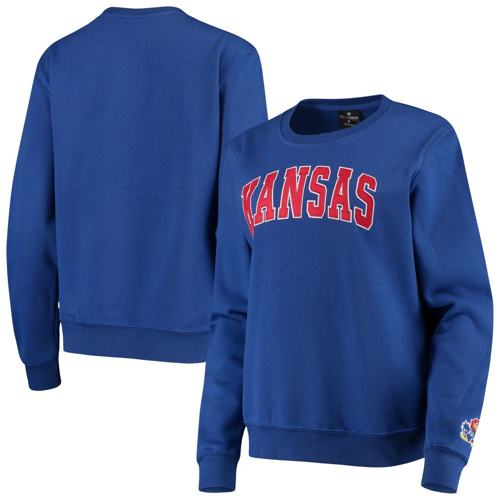 Women's Colosseum Royal Kansas Jayhawks Campanile Pullover Sweatshirt