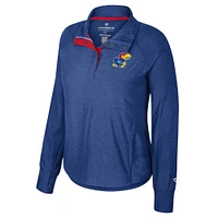 Women's Colosseum Royal Kansas Jayhawks Cressida Raglan Half-Snap Top