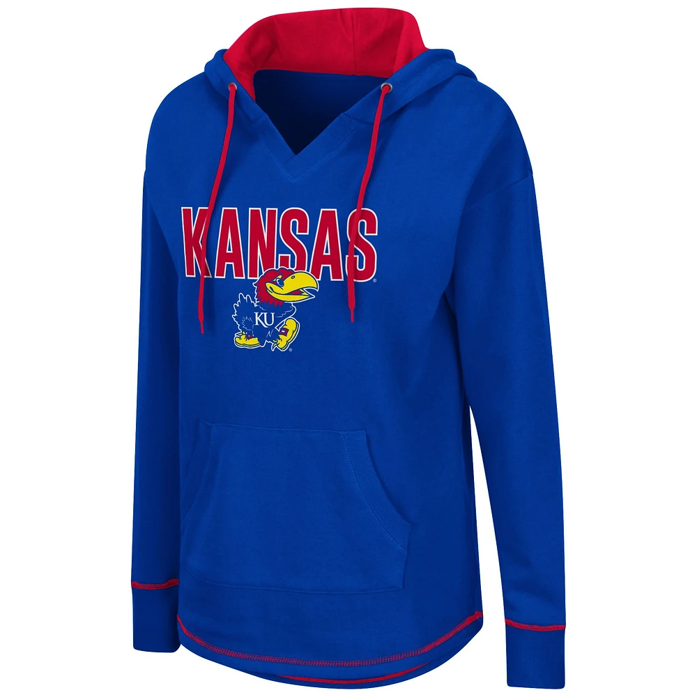 Women's Colosseum Royal Kansas Jayhawks Tunic Pullover Hoodie