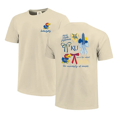 Women's Comfort Colors Cream Kansas Jayhawks Coquette T-Shirt