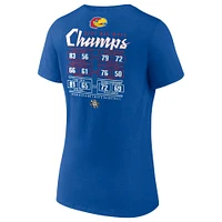 Women's Fanatics Royal Kansas Jayhawks 2022 NCAA Men's Basketball National Champions Poster Schedule V-Neck T-Shirt