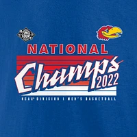 Women's Fanatics Royal Kansas Jayhawks 2022 NCAA Men's Basketball National Champions Poster Schedule V-Neck T-Shirt