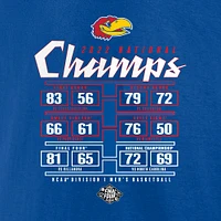 Women's Fanatics Royal Kansas Jayhawks 2022 NCAA Men's Basketball National Champions Poster Schedule V-Neck T-Shirt