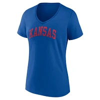 T-shirt à col en V basique Fanatics Royal Kansas Jayhawks pour femmes