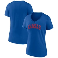 T-shirt à col en V basique Fanatics Royal Kansas Jayhawks pour femmes