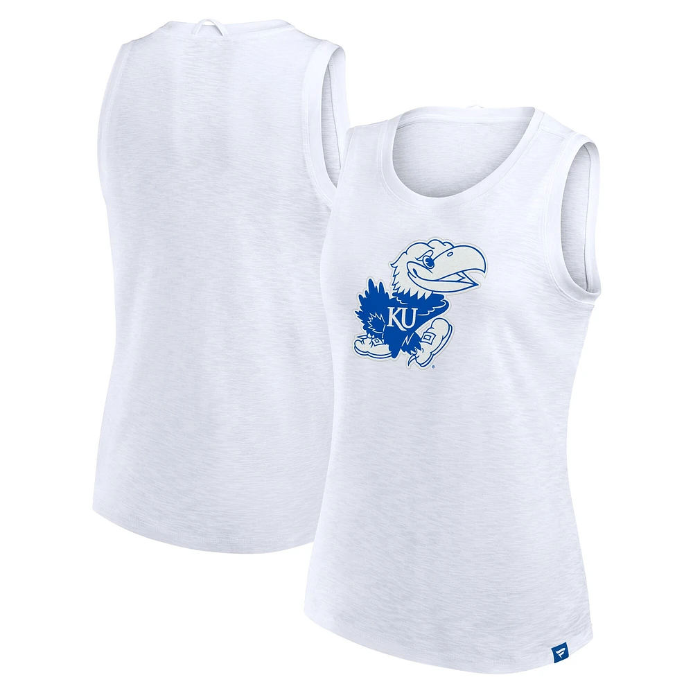 Débardeur blanc Kansas Jayhawks Activate Slub Fanatics pour femme