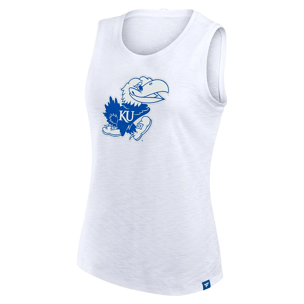 Débardeur blanc Kansas Jayhawks Activate Slub Fanatics pour femme