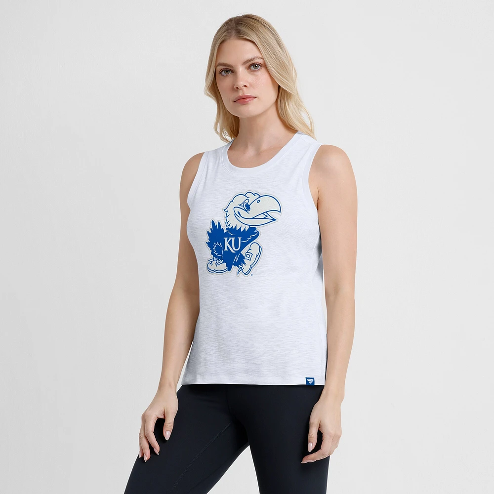 Débardeur blanc Kansas Jayhawks Activate Slub Fanatics pour femme