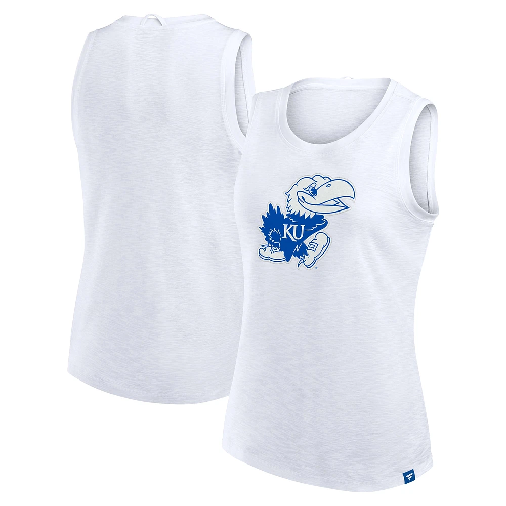 Débardeur blanc Kansas Jayhawks Activate Slub Fanatics pour femme