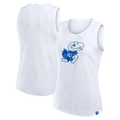 Débardeur blanc Kansas Jayhawks Activate Slub Fanatics pour femme