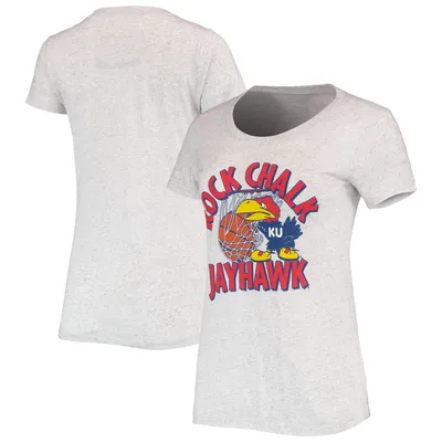 Kansas Jayhawks Homefield Women's Vintage Rock Chalk Tri-Blend T-Shirt - Ash