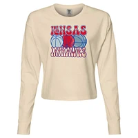 T-shirt court à manches longues de basket-ball aux couleurs confortables des Kansas Jayhawks pour femmes