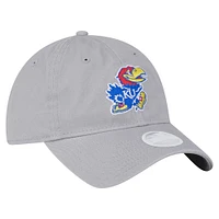 Women's New Era  Gray Kansas Jayhawks Logo 9TWENTY Adjustable Hat