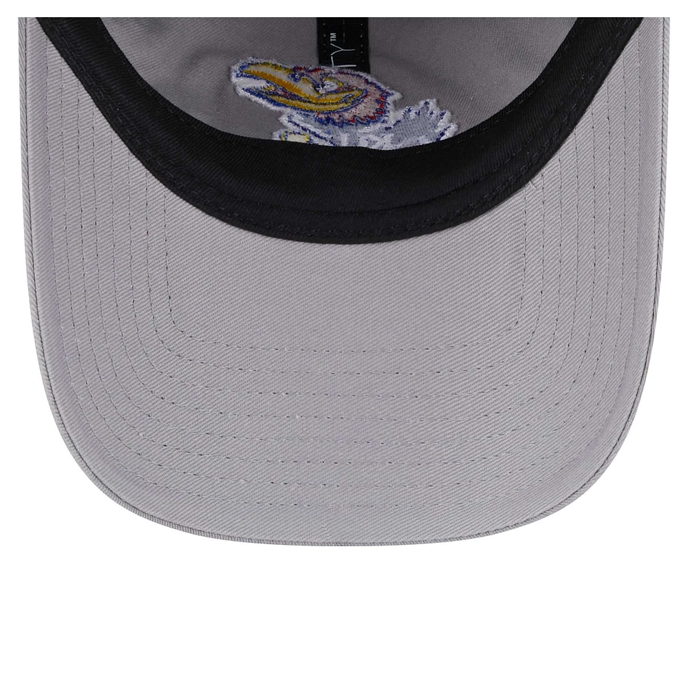 Women's New Era  Gray Kansas Jayhawks Logo 9TWENTY Adjustable Hat