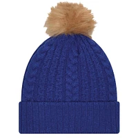 Women's New Era  Royal Kansas Jayhawks Luxury Cuffed Knit Hat with Pom