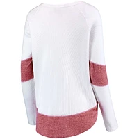 Women's Original Retro Brand White Kansas Jayhawks Contrast Boyfriend Thermal Long Sleeve T-Shirt