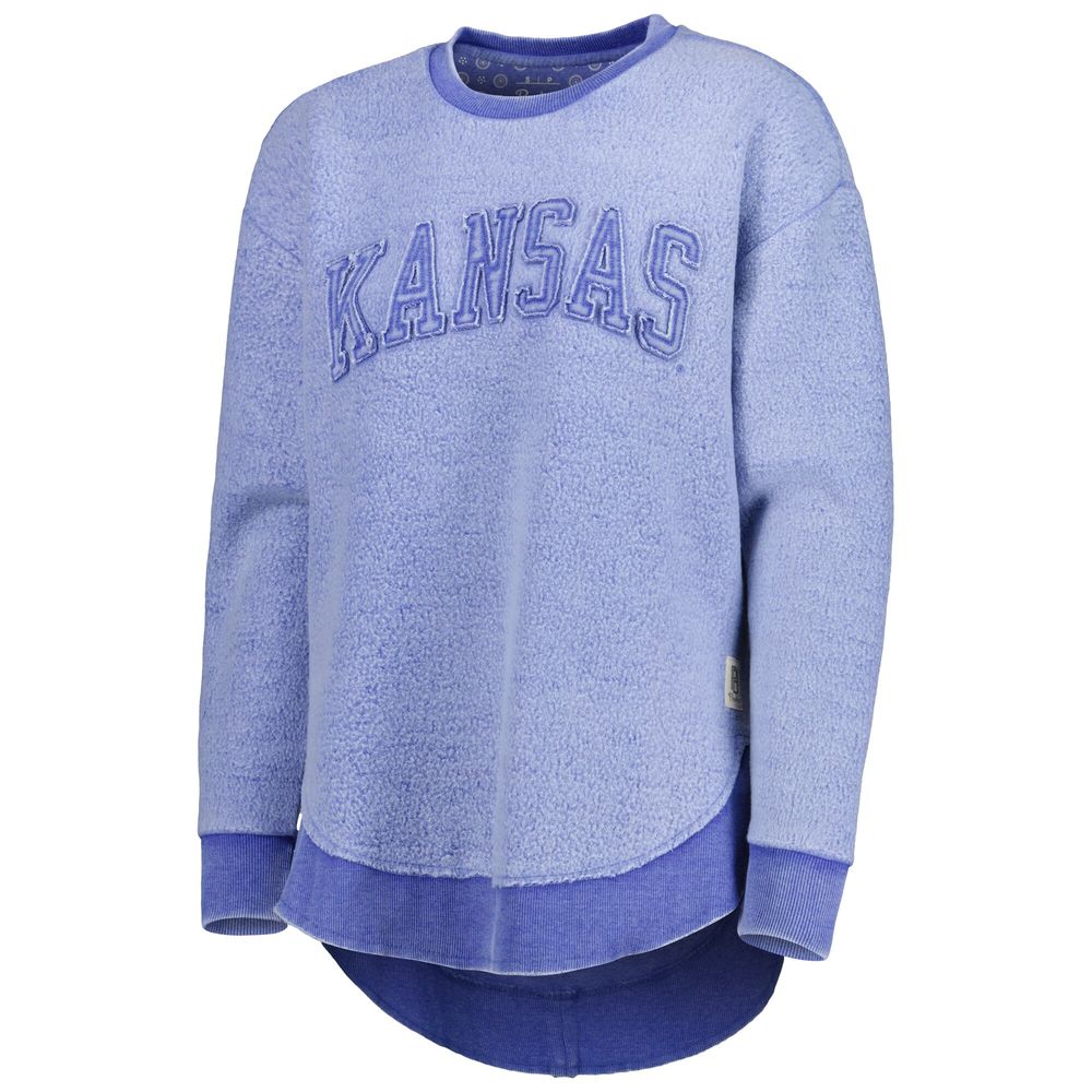 Women's Pressbox Royal Kansas Jayhawks Ponchoville Pullover Sweatshirt