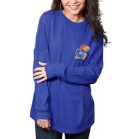 Women's Pressbox Royal Kansas Jayhawks The Big Shirt Oversized Long Sleeve T-Shirt