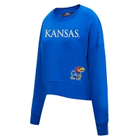 Sweat-shirt court à paillettes Pro Standard Royal Kansas Jayhawks pour femme