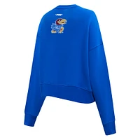 Sweat-shirt court à paillettes Pro Standard Royal Kansas Jayhawks pour femme