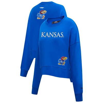 Sweat-shirt court à paillettes Pro Standard Royal Kansas Jayhawks pour femme