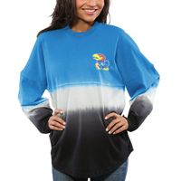 Women's Royal Kansas Jayhawks Ombre Long Sleeve Dip-Dyed Spirit Jersey