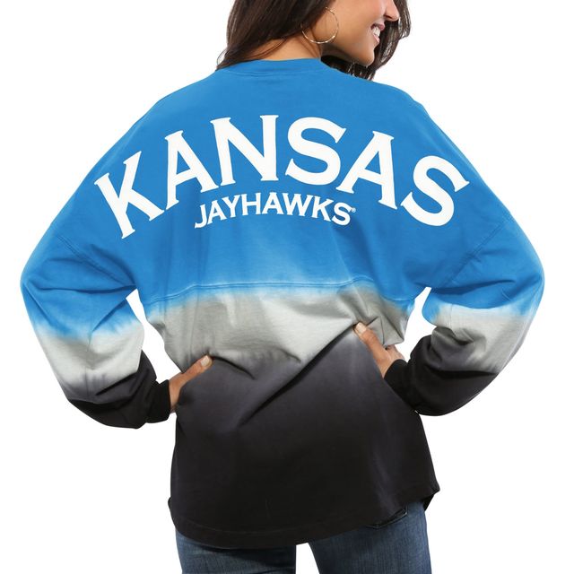 Maillot Femme Royal Kansas Jayhawks Ombre Long Sleeve Dip-Dyed Spirit