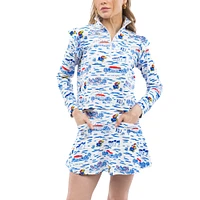 Women's Smith & Quinn  Royal/White Kansas Jayhawks Tailgate Grayson Quarter-Zip Top