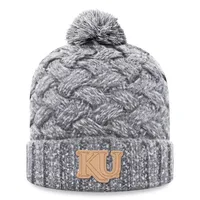 Bonnet en tricot à revers arctique des Kansas Jayhawks pour femme Top of the World gris chiné avec pompon