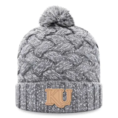 Bonnet en tricot à revers arctique des Kansas Jayhawks pour femme Top of the World gris chiné avec pompon