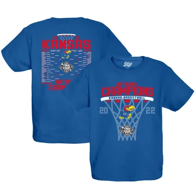 Kansas Jayhawks Blue 84 Youth 2022 NCAA Men's Basketball National Champions Bracket T-Shirt - Royal