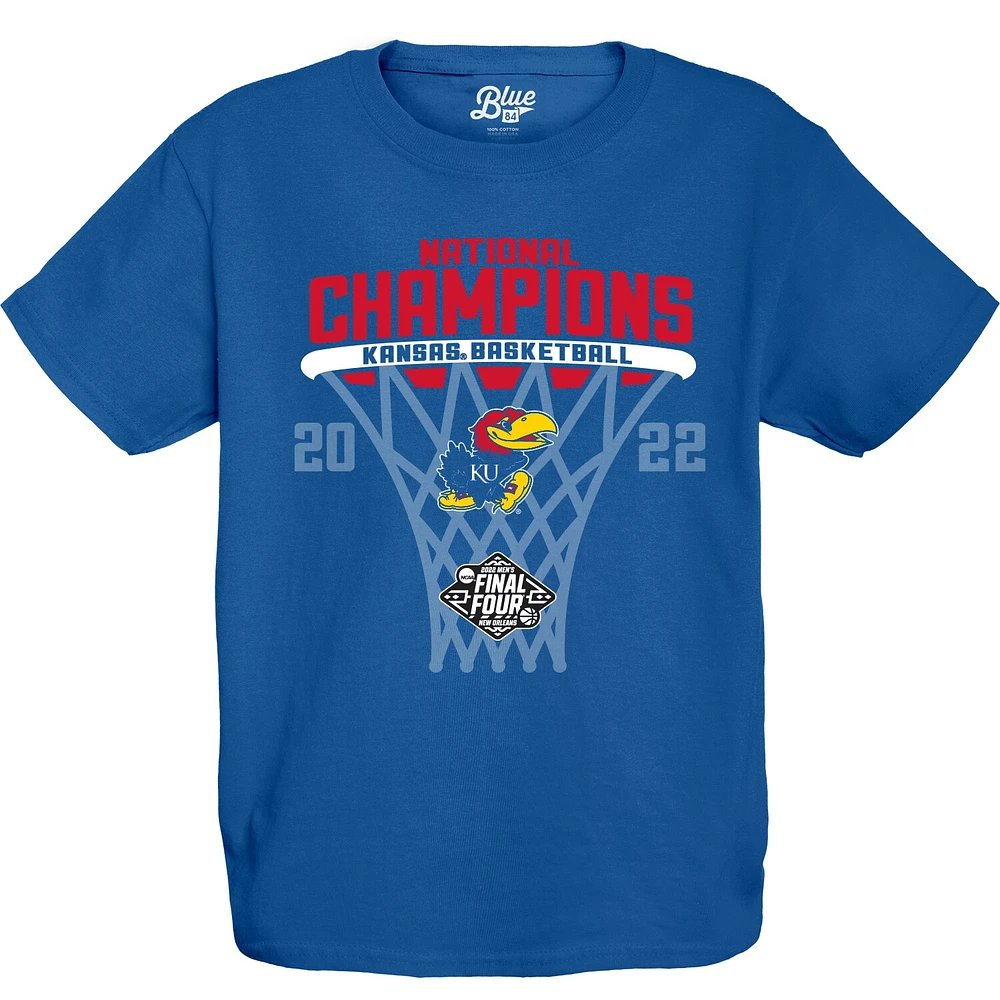 T-shirt bleu pour jeune 84 Royal Kansas Jayhawks 2022 NCAA Basketball National Champions Bracket homme