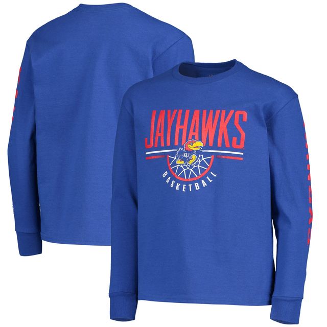 Champion de la jeunesse Royal Kansas Jayhawks Basketball T-shirt à manches longues