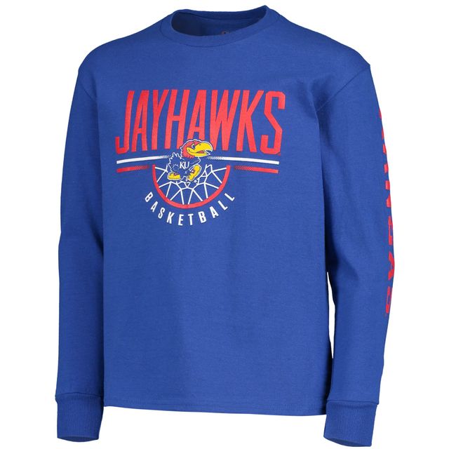 Champion de la jeunesse Royal Kansas Jayhawks Basketball T-shirt à manches longues