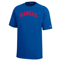 Youth Champion Royal Kansas Jayhawks Team Arch T-Shirt