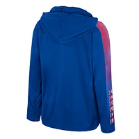 Youth Colosseum Royal Kansas Jayhawks Lumen Long Sleeve Quarter-Zip Hooded Windshirt