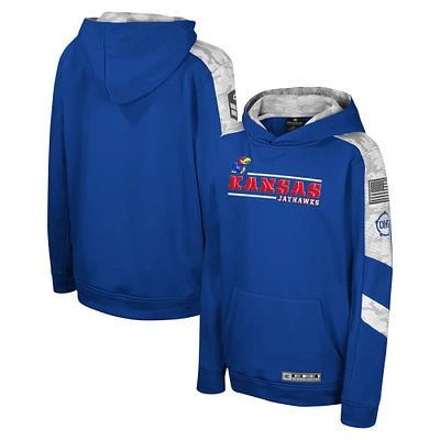 Sweat à capuche camouflage numérique Cyclone pour jeunes Colosseum Royal Kansas Jayhawks OHT