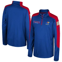 Youth Colosseum  Royal Kansas Jayhawks OHT Military Appreciation Cyclone Quarter-Zip Windshirt