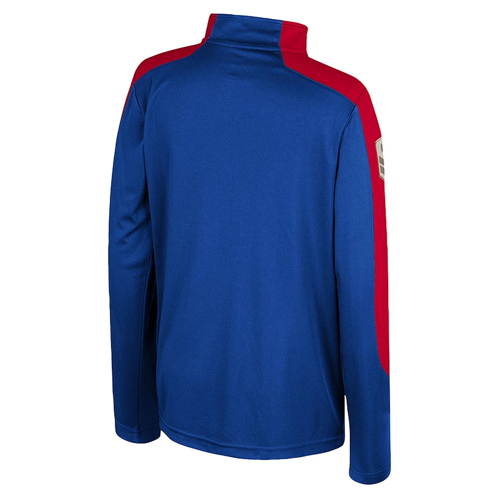 Youth Colosseum  Royal Kansas Jayhawks OHT Military Appreciation Cyclone Quarter-Zip Windshirt