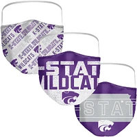 Paquet de 3 couvre-visages locaux pour adultes Fanatics Kansas State Wildcats