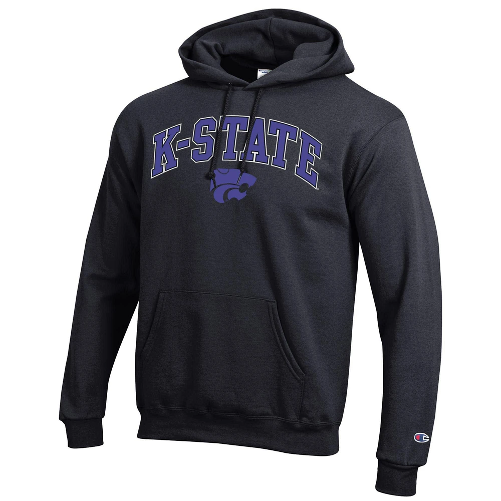 Sweat à capuche noir avec logo Arch Over des Kansas State Wildcats pour homme